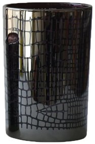 Čierny lesklý sklenený svietnik Mosa s mozaikou - 12 * 12 * 18cm