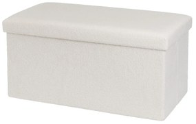 Biely taburet z textílie buklé Ecru – Casa Selección