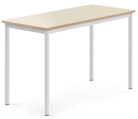 Stôl SONITUS, 1200x600x760 mm, HPL - breza, biela