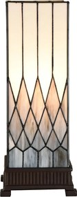 Bielo-šedá stolná lampa Tiffany Paulette - 17*17*43 cm E27/ 1*40W