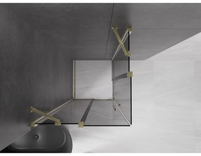 Mexen Velar Duo, sprchový kút s posuvnými dverami 90 x 90 cm, 8mm šedé sklo, zlatá lesklá, 871-090-090-42-50