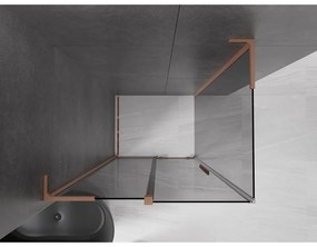 Mexen Velar L, sprchový kút s posuvnými dverami 90 x 110 cm, 8mm šedé sklo, medená matná, 871-090-110-43-65
