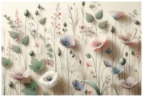 Samolepiaca tapeta pastelové lúčne kvety