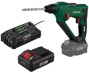 Parkside®  Aku vŕtacie kladivo Pabh 20-Li D4 + Smart akumulátor 20 V/4 Ah + Dvojitá nabíjačka na akumulátor 20 V/2x 4,5 A  (800011785)