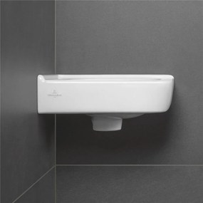 VILLEROY &amp; BOCH O.novo Compact rohové závesné umývadielko s otvorom, bez prepadu, 450 x 400 mm, biela alpská, s povrchom CeramicPlus, 731033R1