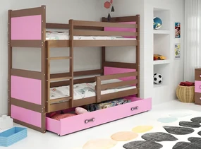Interbeds Rico poschodová posteľ 190cm x 80cm borovicové drevo Hnedo-ružová
