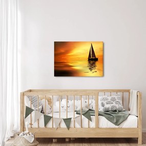 Obraz - Plachetnica pri západe slnka (70x50 cm)