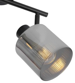 Stropné bodové svetlo čierne s dymovým sklom 2-žiarovkové nastaviteľné - Laura