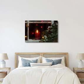 Obraz - Žiariaca vianočná sviečka (90x60 cm)