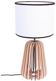 HELLUX Stolná lampa DOLIO E27 drevo / biela 4210350