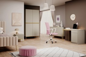 Komoda Nicole 150 cm s 3 zásuvkami - kašmírová / zlatá