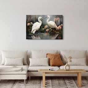 Obraz - Žeriavy biely (90x60 cm)