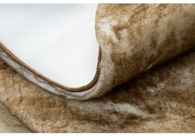 Okrúhly prateľný koberec LAPIN shaggy protišmykový , slonová kosť / hnedá Veľkosť: kruh 180 cm