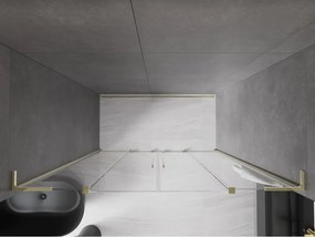 Mexen Velar L Duo, posuvné sprchové dvere do otvoru 200 cm, 8mm číre sklo, zlatá lesklá, 871-200-003-02-50