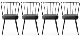 Súprava 4 ks jedálenských stoličiek Yildiz čierna/tmavosivá