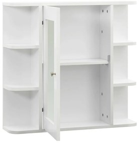 Kúpeľňová skrinka so zrkadlom, biela 66x17x63 cm, MDF