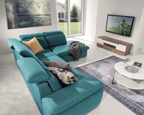 Rohová sedačka Aldon, petrolejová štruktúrovaná látka, pravý roh