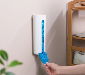 Zásobník na odličovacie tampóny a sáčkovník, biely, bambusové viečko