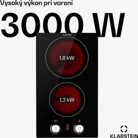 Klarstein EasyCook Domino, sklokeramická varná doska, 3000 W, otočný regulátor, čierna