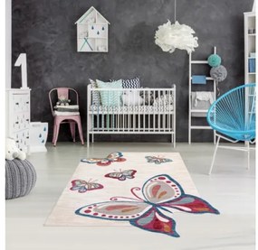 Koberec TOYS 75326 Motýle - krém / červený, fuksia