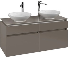 VILLEROY &amp; BOCH Legato závesná skrinka pod dve umývadlá na dosku, 4 zásuvky, 1200 x 500 x 550 mm, Truffle Grey, B58400VG