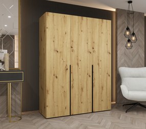 Šatníková skriňa 150 cm Alice 1 (dub artisan + čierna). Akcia -20%. Vlastná spoľahlivá doprava až k Vám domov. 1126102