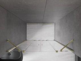 Mexen Velar Duo, posuvné dvere do otvoru 160x200 cm, 8mm číre sklo, zlatá lesklá, 871-160-000-02-50