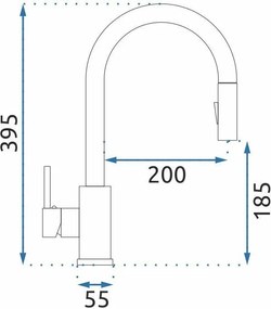Rea Paul, 1-komorový oceľový drez 600x480x185 mm, brúsená oceľ, ZLE-06009