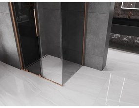 Mexen Velar, sprchový kút s posuvnými dverami 110 x 100 cm, 8mm šedé sklo, medená matná, 871-110-100-41-65