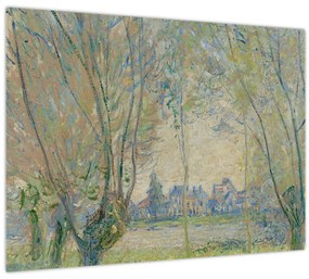 Sklenený obraz - Claude Monet, Woman Seated under the Willows, reprodukcia (70x50 cm)