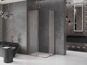 Mexen Velar L Duo, sprchový kút s posuvnými dverami 100 x 90 cm, 8mm sklo námraza, ružové zlato, 871-100-090-02-33-60