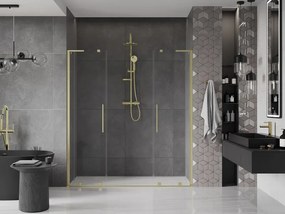 Mexen Velar L Duo, posuvné sprchové dvere do otvoru 200 cm, 8mm číre sklo, zlatá matná, 871-200-003-02-55