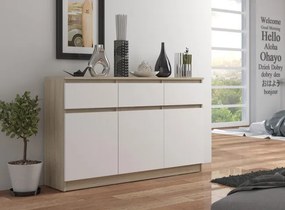 Komoda K140 3D 3SZ CLP sonoma / biela