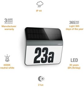 STEINEL 035730 - LED Solárne domové číslo XSolar LH-N LED/0,03W IP44