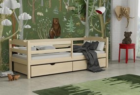 Detská posteľ z masívu borovice MIKULÁŠ so šuplíkmi - 200x90 cm - PRÍRODNÁ BOROVICA