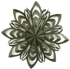 Olivová papierová zdobená hviezda Vintage Paper Star - 60 cm