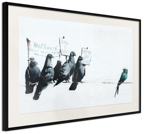 Artgeist Plagát - Xenophobic Pigeons [Poster] Veľkosť: 60x40, Verzia: Zlatý rám s passe-partout