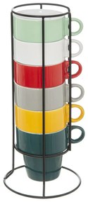 Keramický hrnček so stojanom Colorama 200 ml sada 6ks