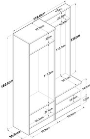 Predsieňová zostava Pone White and Walnut I