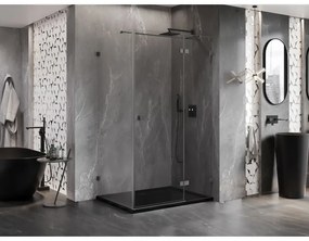 Mexen Lunar T, sklápací sprchový kút pravý 125 x 70 cm, 8mm číre sklo, profil grafit brúsený, 834T-125-070-66-00-P