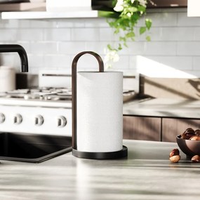 Čierny drevený stojan na papierové utierky ø 17 cm Bellwood – Umbra