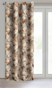 Tmavobéžový kvetinový záves LARI  140x250cm
