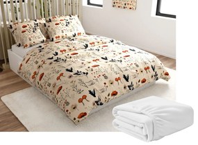 Sada mikroplyšových obliečok PAPAVA krémové + obliečka mikroplyš SOFT 90x200 cm biele, jednolôžko