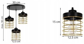 Závesné svietidlo RASTI, 3x drôtené tienidlo (výber z 2 farieb), O, G