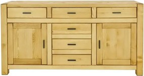 Široká drevená komoda so 6 zásuvkami a dvierkami 180x50x90 cm
