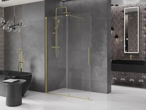 Mexen Velar, posuvné dvere do otvoru typ Walk-In 150 cm, 8mm číre sklo, zlatá matná, 871-150-000-03-55