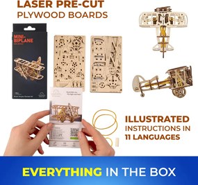 Ugears 3D mechanické puzzle Dvojplošník 84 ks