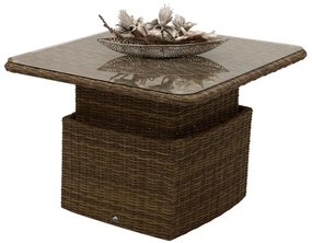 Deokork Ratanový stôl výsuvný jedálenský/odkladací 100 x 100 cm BORNEO LUXURY (hnedá)