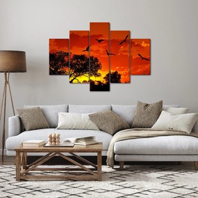 Obraz vtákov pri západe slnka (150x105 cm)