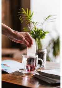 Súprava 2 dvojstenných sklenených šálkov s tanierikom Vialli Design, 250 ml